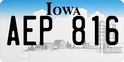 IA license plate AEP816