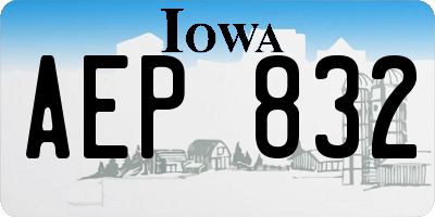 IA license plate AEP832