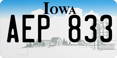 IA license plate AEP833