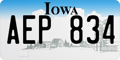 IA license plate AEP834