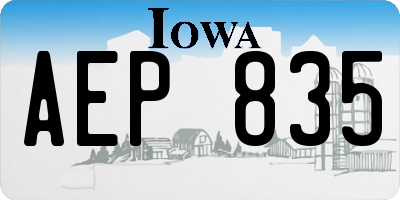 IA license plate AEP835
