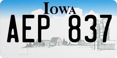 IA license plate AEP837