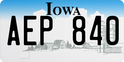 IA license plate AEP840