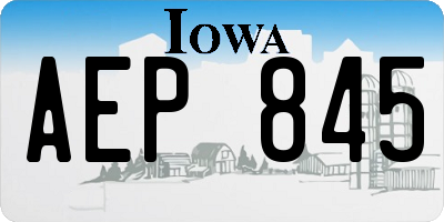 IA license plate AEP845