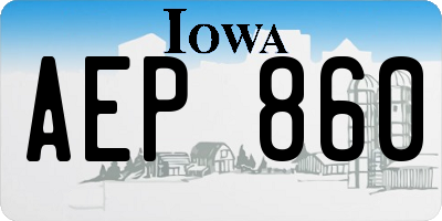 IA license plate AEP860