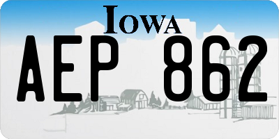 IA license plate AEP862