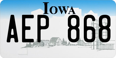 IA license plate AEP868