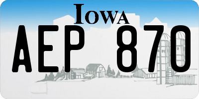 IA license plate AEP870