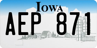 IA license plate AEP871