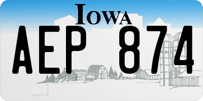 IA license plate AEP874