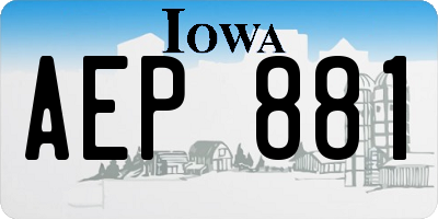 IA license plate AEP881