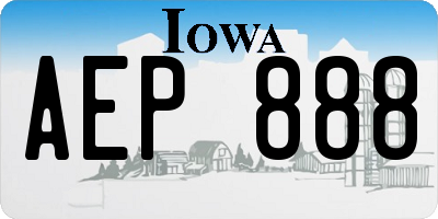 IA license plate AEP888