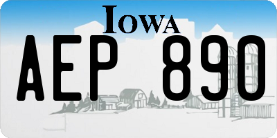 IA license plate AEP890