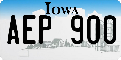 IA license plate AEP900