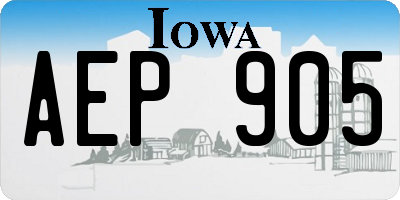 IA license plate AEP905