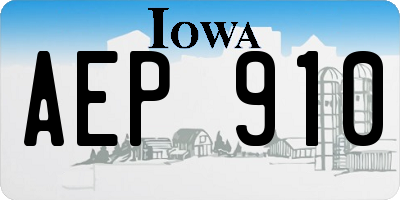 IA license plate AEP910