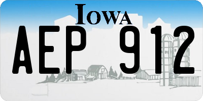 IA license plate AEP912