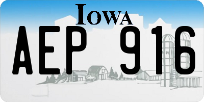 IA license plate AEP916