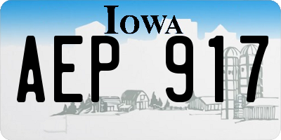 IA license plate AEP917
