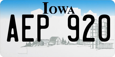 IA license plate AEP920