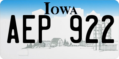 IA license plate AEP922