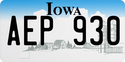IA license plate AEP930