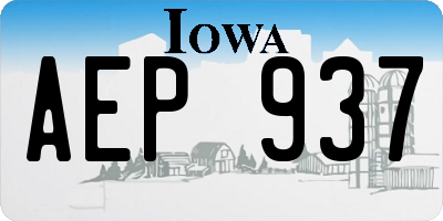 IA license plate AEP937