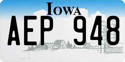 IA license plate AEP948