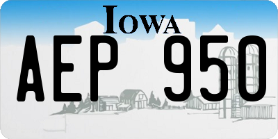 IA license plate AEP950