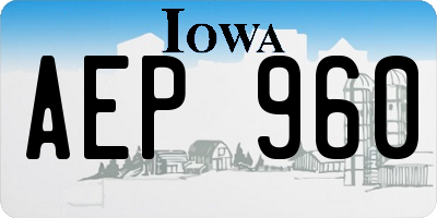 IA license plate AEP960