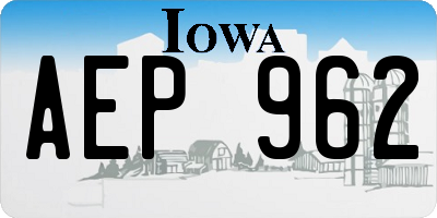 IA license plate AEP962