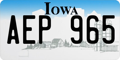IA license plate AEP965