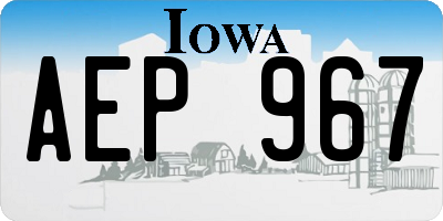 IA license plate AEP967
