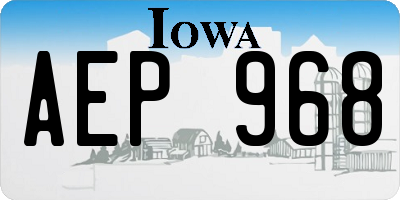 IA license plate AEP968