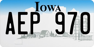 IA license plate AEP970