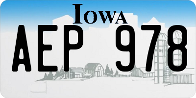 IA license plate AEP978