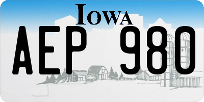 IA license plate AEP980