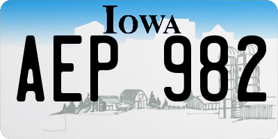 IA license plate AEP982