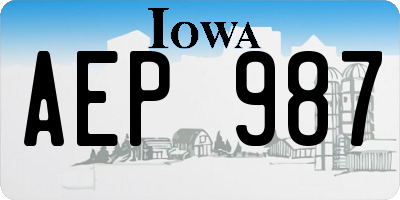 IA license plate AEP987