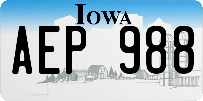 IA license plate AEP988