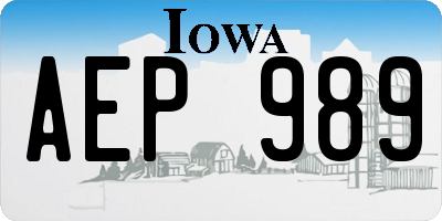 IA license plate AEP989