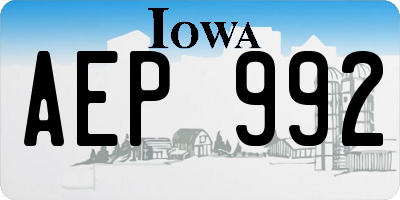 IA license plate AEP992