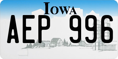 IA license plate AEP996