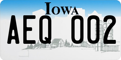 IA license plate AEQ002