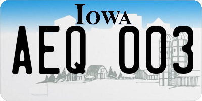 IA license plate AEQ003