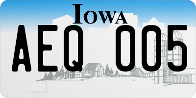IA license plate AEQ005