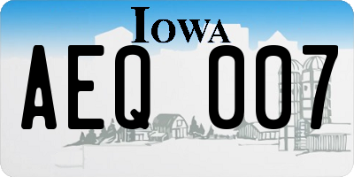 IA license plate AEQ007