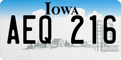 IA license plate AEQ216