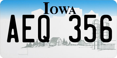 IA license plate AEQ356