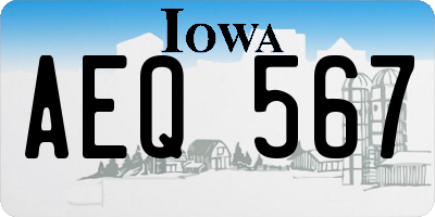 IA license plate AEQ567